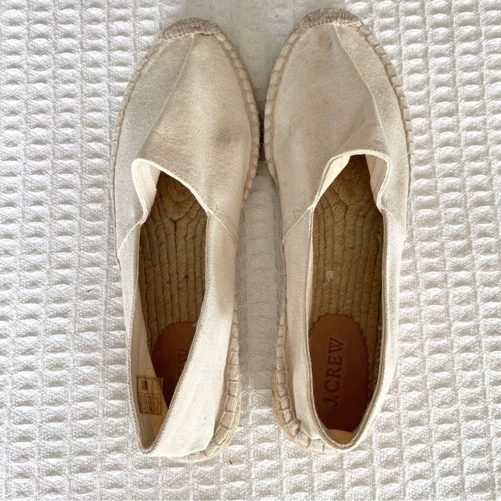 J. Crew crew canvas natural espadrille flat size 10